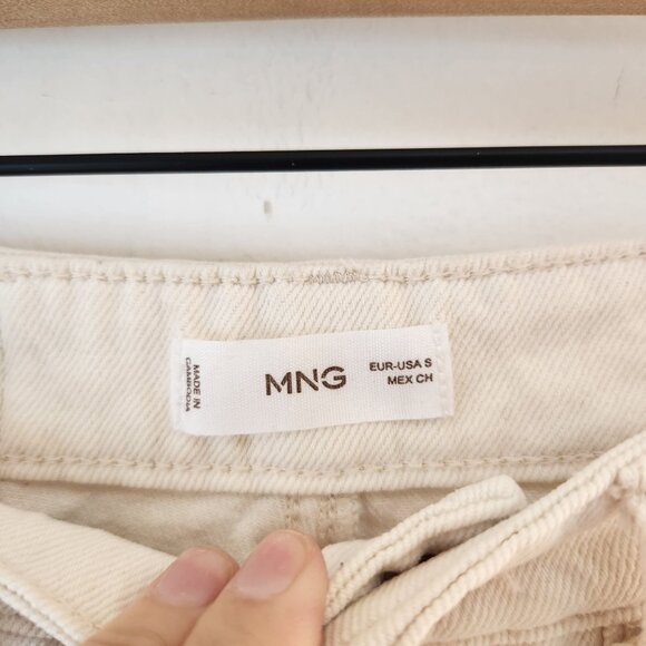 MNG Mango Low-Rise Loose-Fit Wide Leg Jeans Cream Denim Women's S - Picture 8 of 12